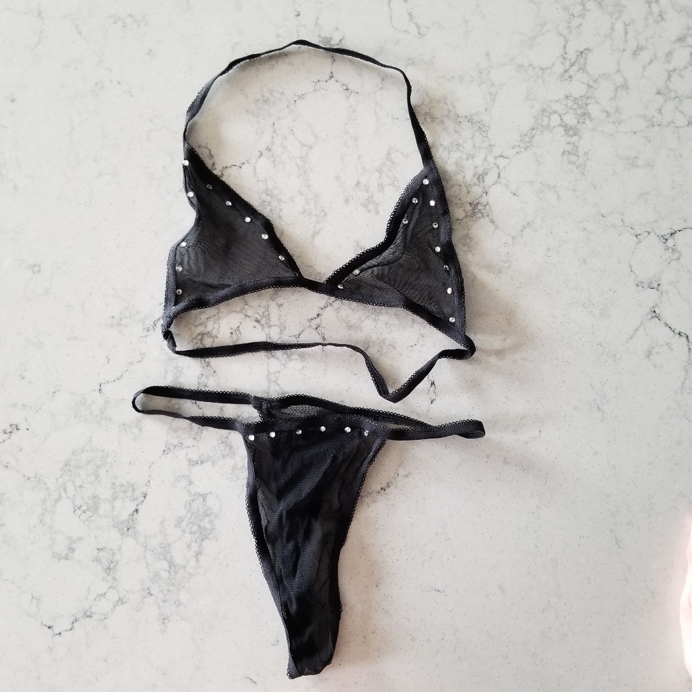 Sexy sparkly lingerie bra and thong